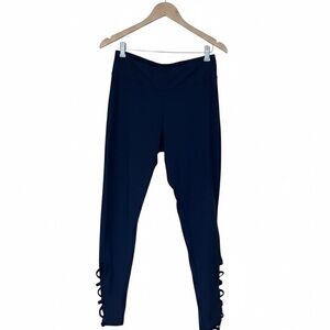 Bally Total Fitness Black Lattice Hem Mesh Panel Leggings Women’s Medium